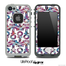 White and Purple Plaid Anchor Collage Skin for the iPhone 5 or 4/4s LifeProof Case