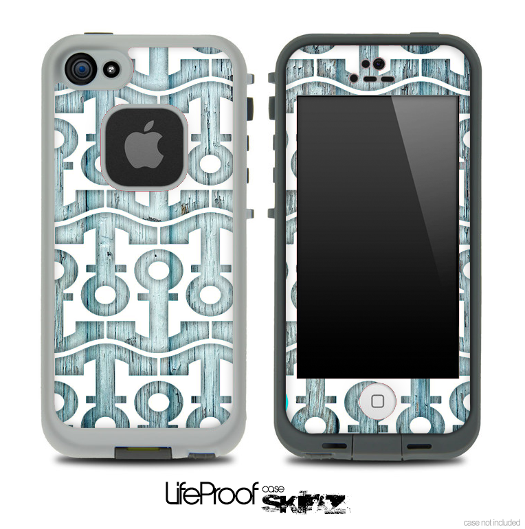 White and Aged White Wood Anchor Collage Skin for the iPhone 5 or 4/4s LifeProof Case