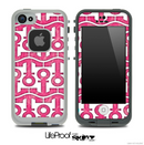 White and Textured Pink Floral Anchor Collage Skin for the iPhone 5 or 4/4s LifeProof Case