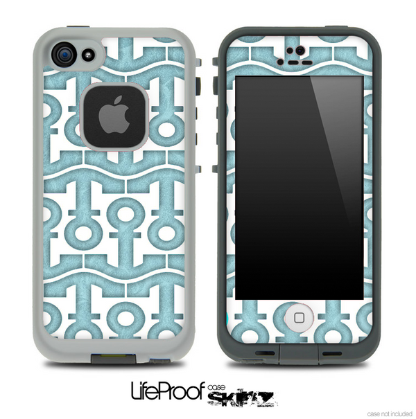 White and Textured Blue Anchor Collage Skin for the iPhone 5 or 4/4s LifeProof Case