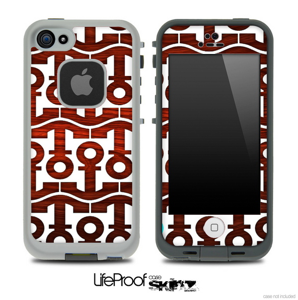 White and Rich Red Wood Anchor Collage Skin for the iPhone 5 or 4/4s LifeProof Case