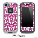 White and Pink Sparkle Anchor Collage Skin for the iPhone 5 or 4/4s LifeProof Case