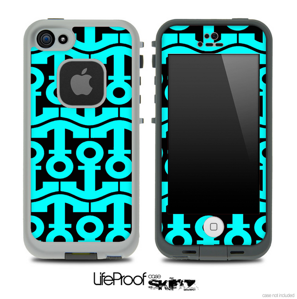 Black and Turquoise Collage Skin for the iPhone 5 or 4/4s LifeProof Case