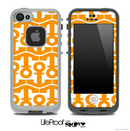 White and Orange Anchor Collage Skin for the iPhone 5 or 4/4s LifeProof Case