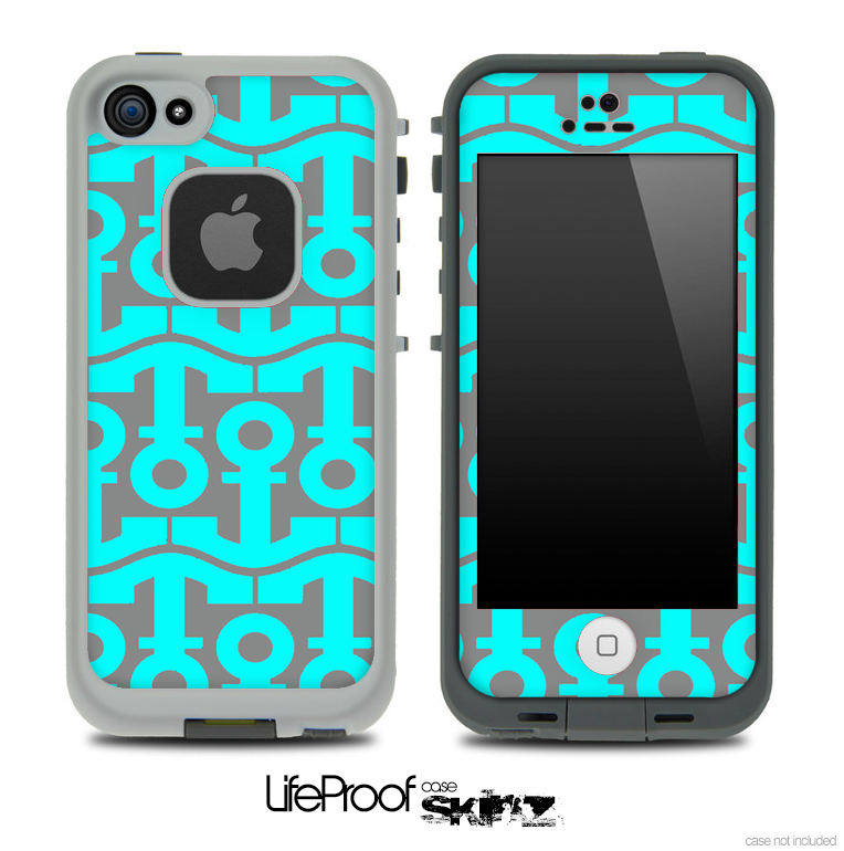 Gray and Turquoise Collage Skin for the iPhone 5 or 4/4s LifeProof Case