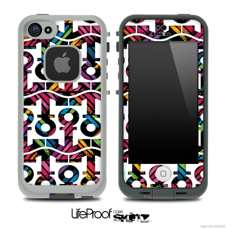 White and Abstract Color Chevron Anchor Collage Skin for the iPhone 5 or 4/4s LifeProof Case