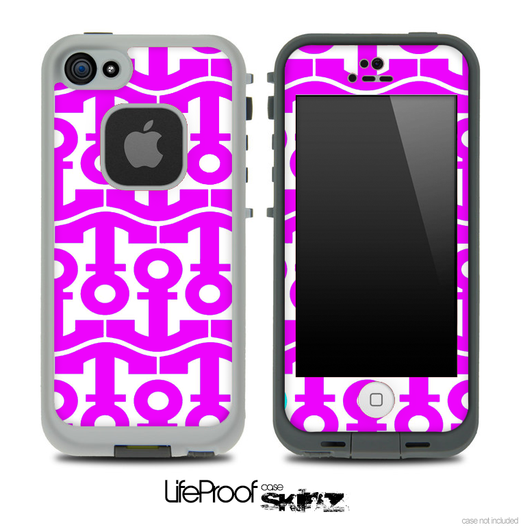 White and Hot Pink Collage Skin for the iPhone 5 or 4/4s LifeProof Case