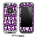 White and Purple Anchor Collage Skin for the iPhone 5 or 4/4s LifeProof Case