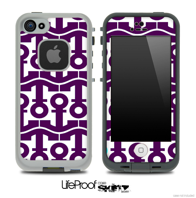White and Purple Anchor Collage Skin for the iPhone 5 or 4/4s LifeProof Case