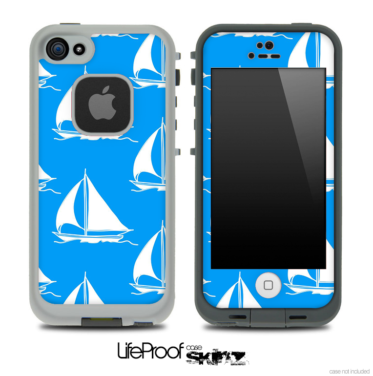 Blue and White Nautica Collage V5 Skin for the iPhone 5 or 4/4s LifeProof Case