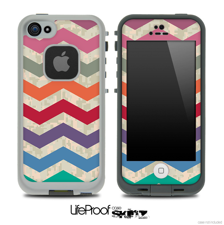Vintage Colorful Digital Camo Chevron Pattern for the iPhone 5 or 4/4s LifeProof Case