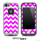 Hot Pink and White V2 Chevron Pattern Skin for the iPhone 5 or 4/4s LifeProof Case