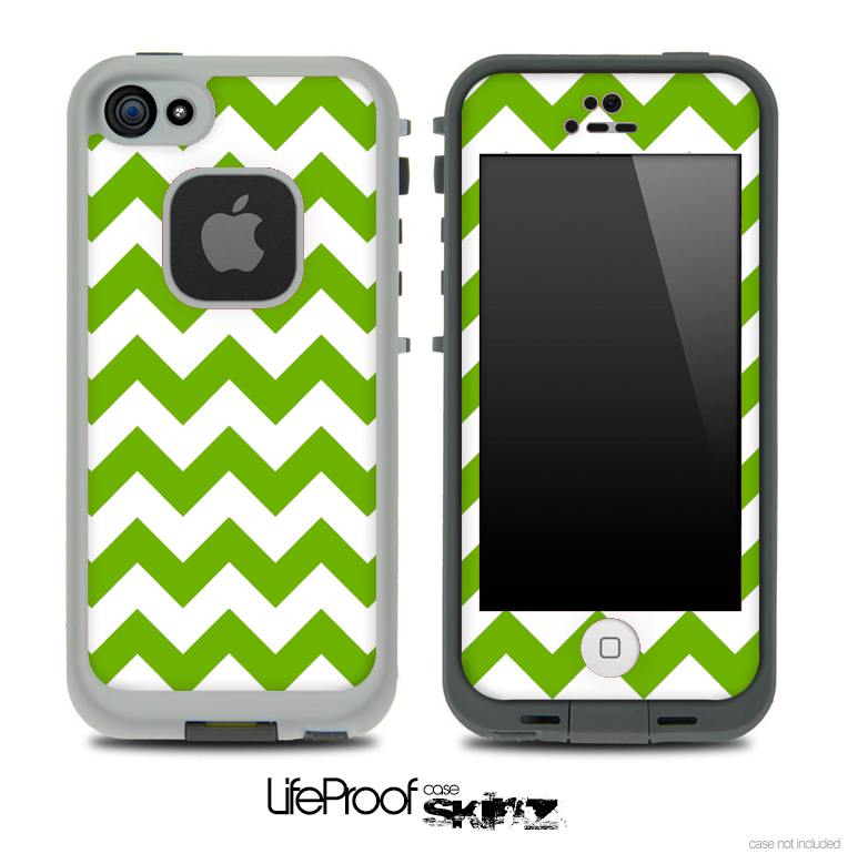 Hunter Green and White V2 Chevron Pattern Skin for the iPhone 5 or 4/4s LifeProof Case