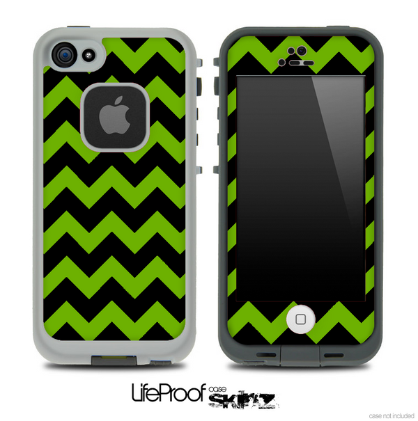 Green and Black V2 Chevron Pattern Skin for the iPhone 5 or 4/4s LifeProof Case