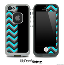 Turquoise and Black Double Tone Chevron Pattern Skin for the iPhone 5 or 4/4s LifeProof Case