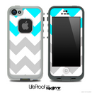 Medium Gray, Turquoise and White Chevron Pattern Skin for the iPhone 5 or 4/4s LifeProof Case