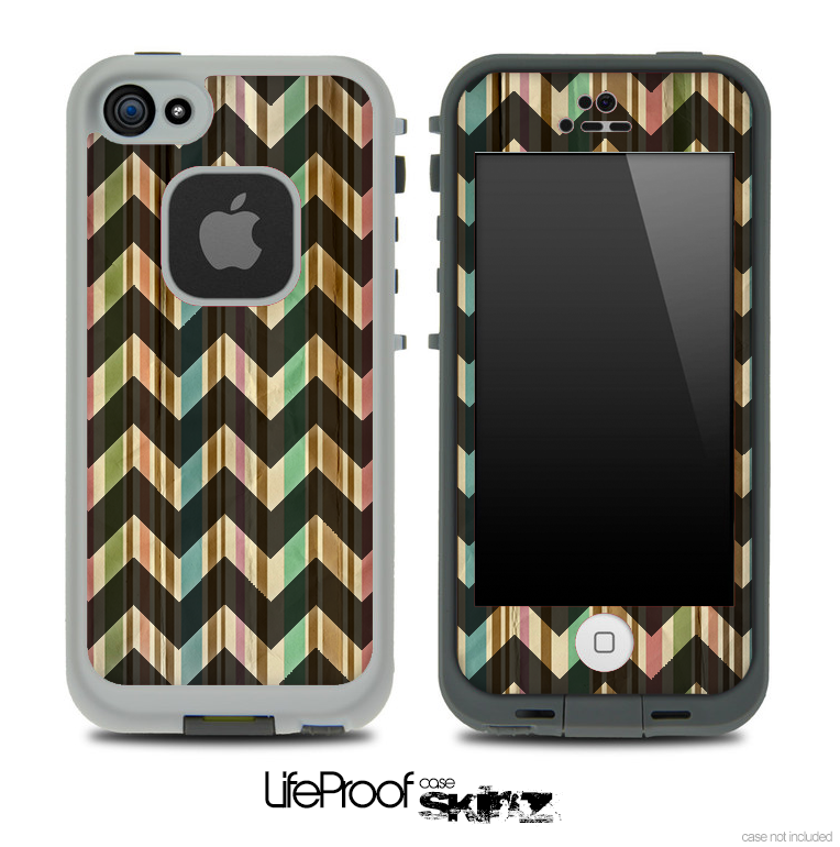 Vintage Striped Opaque Black V6 Chevron Pattern Skin for the iPhone 5 or 4/4s LifeProof Case