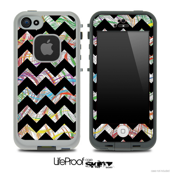Abstract Woven Color Pattern and Black V6 Chevron Pattern Skin for the iPhone 5 or 4/4s LifeProof Case