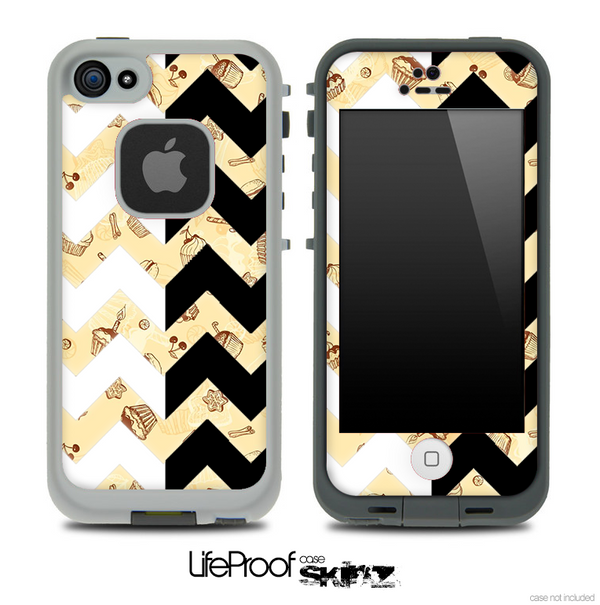 Vintage Treats & Black/White Chevron Pattern Skin for the iPhone 5 or 4/4s LifeProof Case