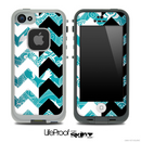 Turquoise Paisley & Black/White Chevron Pattern Skin for the iPhone 5 or 4/4s LifeProof Case