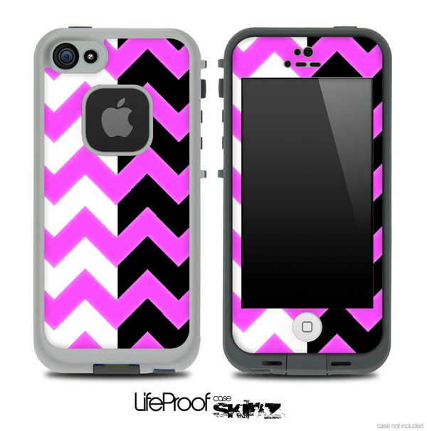 Hot Pink & Black/White Chevron Pattern Skin for the iPhone 5 or 4/4s LifeProof Case