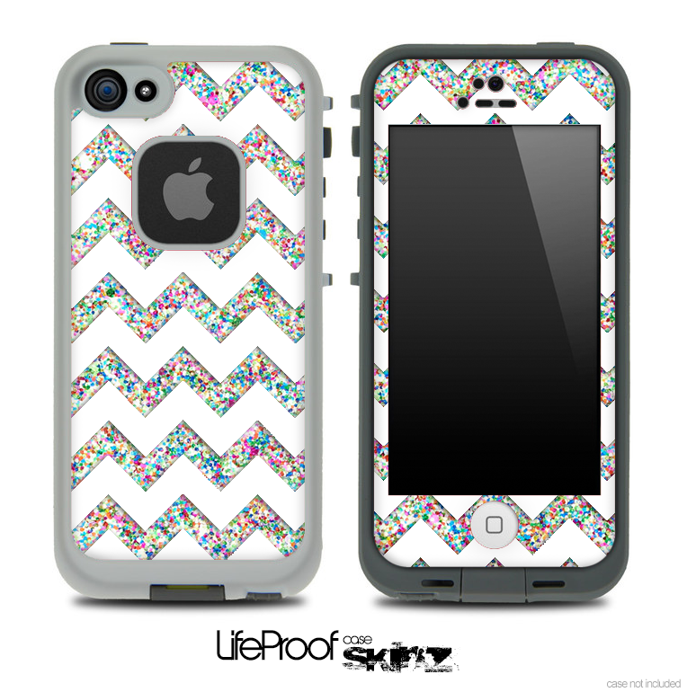 White and Colorful Dotted V2 Chevron Pattern Skin for the iPhone 5 or 4/4s LifeProof Case