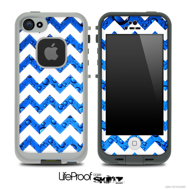 Blue Rain & White Chevron Pattern Skin for the iPhone 5 or 4/4s LifeProof Case