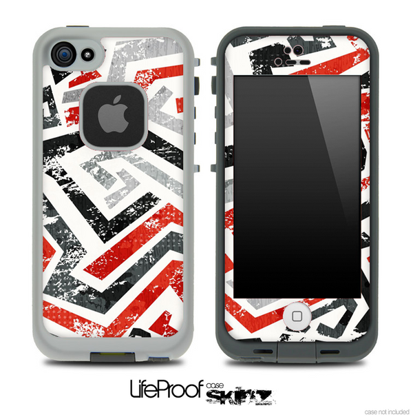 Abstract Red Black & Gray Pattern Skin for the iPhone 5 or 4/4s LifeProof Case