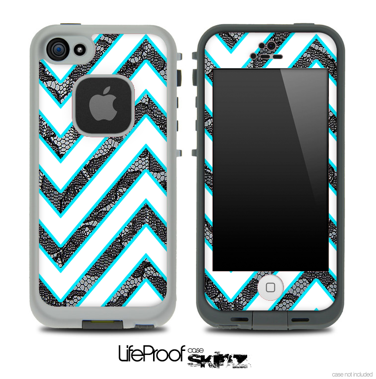Large Chevron and Black Laced Skin for the iPhone 5 or 4/4s LifeProof Case