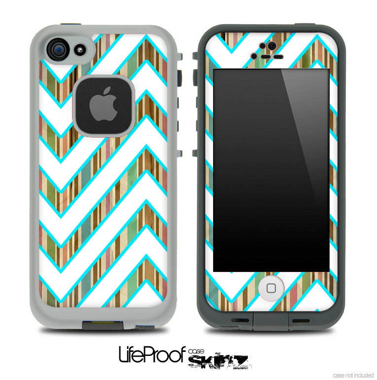 Large Chevron and Color Vintage Striped Skin for the iPhone 5 or 4/4s LifeProof Case