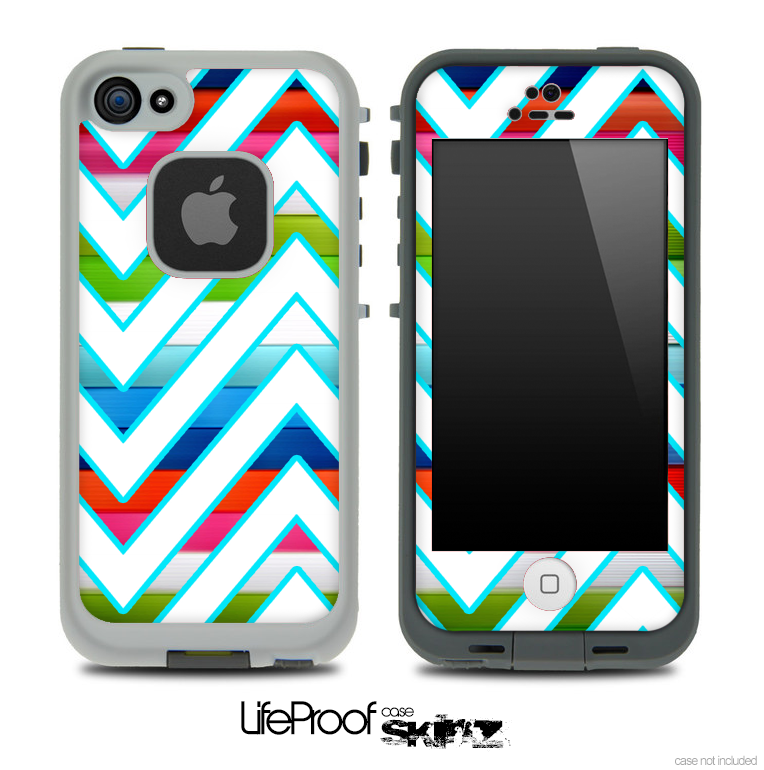 Large Chevron and Neon Color Bar Skin for the iPhone 5 or 4/4s LifeProof Case