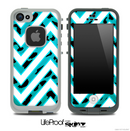 Large Chevron and Turquoise Cheetah Skin for the iPhone 5 or 4/4s LifeProof Case