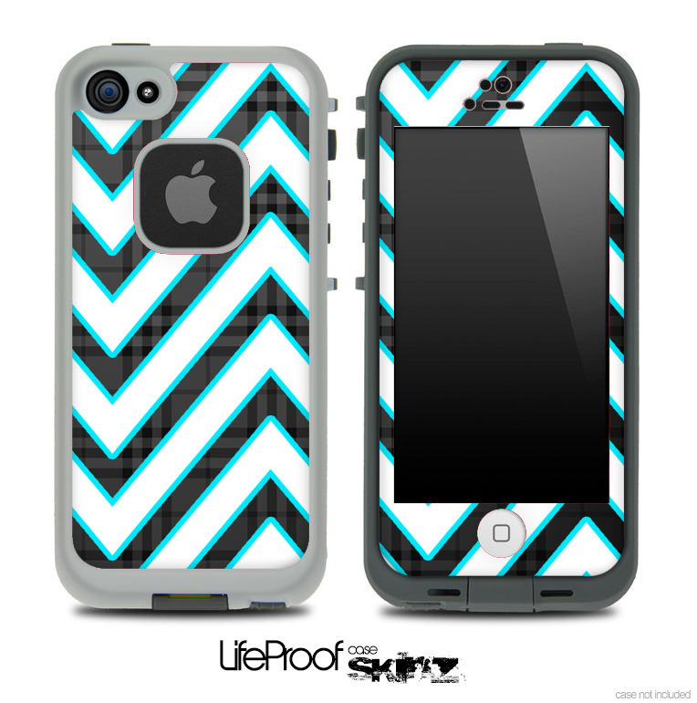 Large Chevron and Black Plaid Skin for the iPhone 5 or 4/4s LifeProof Case
