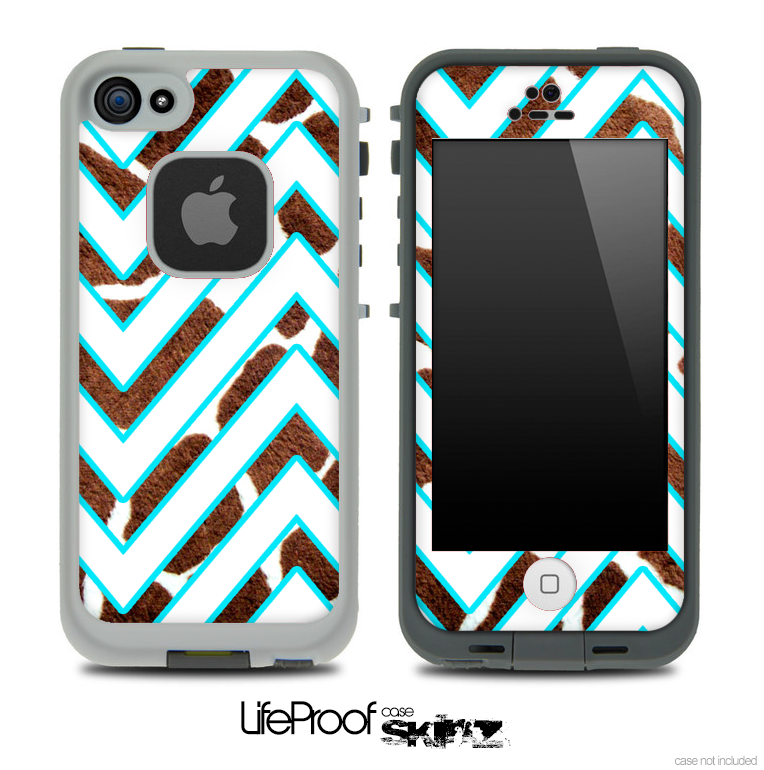 Large Chevron and Real Giraffe Skin for the iPhone 5 or 4/4s LifeProof Case