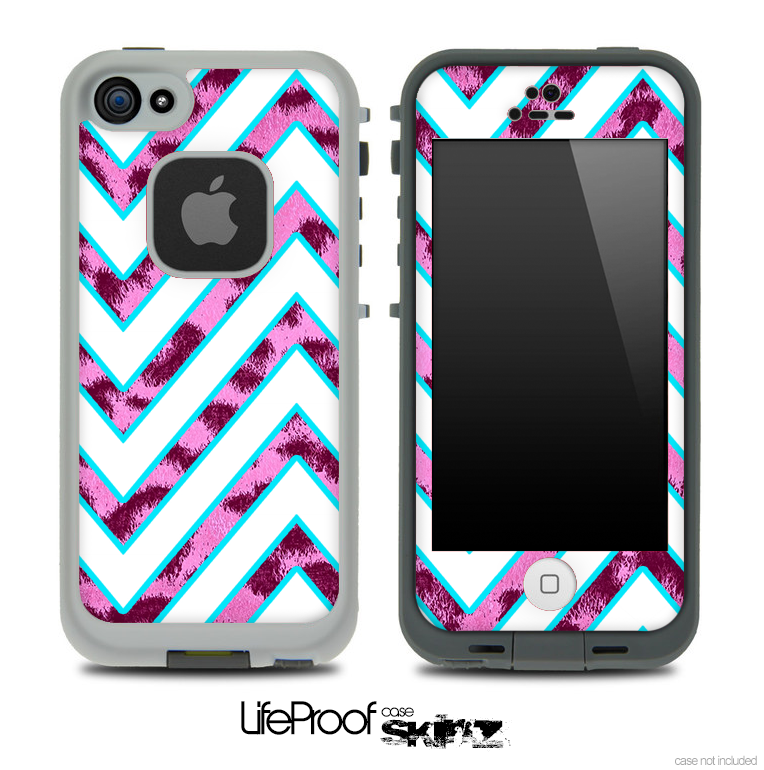 Large Chevron and Pink Cheetah Skin for the iPhone 5 or 4/4s LifeProof Case