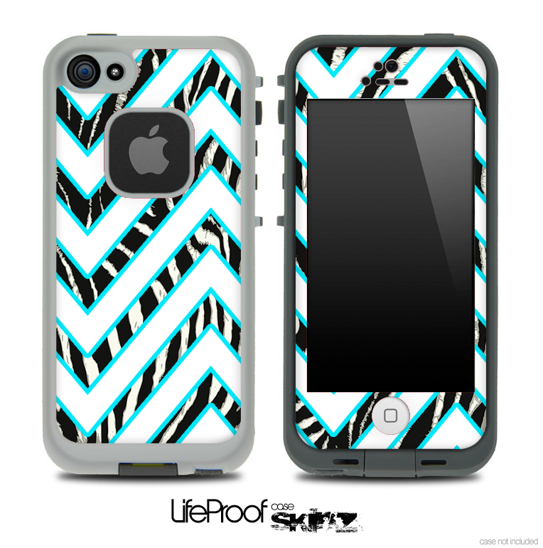 Large Chevron and Real Zebra Skin for the iPhone 5 or 4/4s LifeProof Case