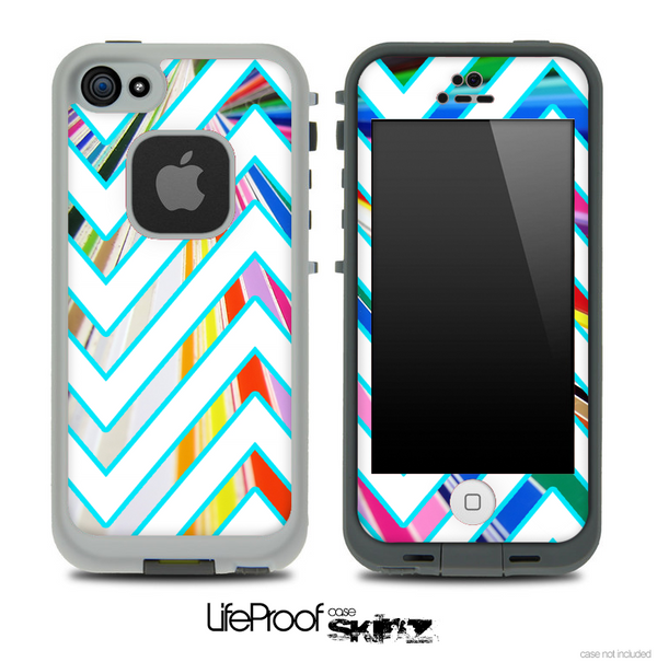 Large Chevron and Color Striped V3 Skin for the iPhone 5 or 4/4s LifeProof Case
