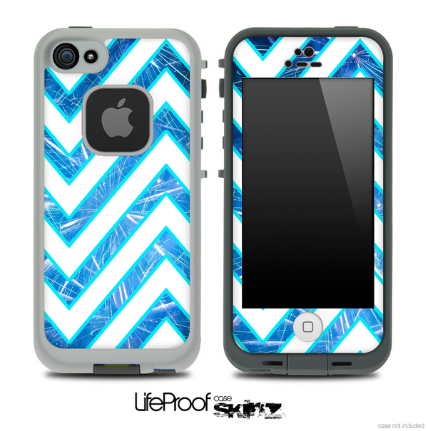 Large Chevron and Blue Fireworks V2 Skin for the iPhone 5 or 4/4s LifeProof Case
