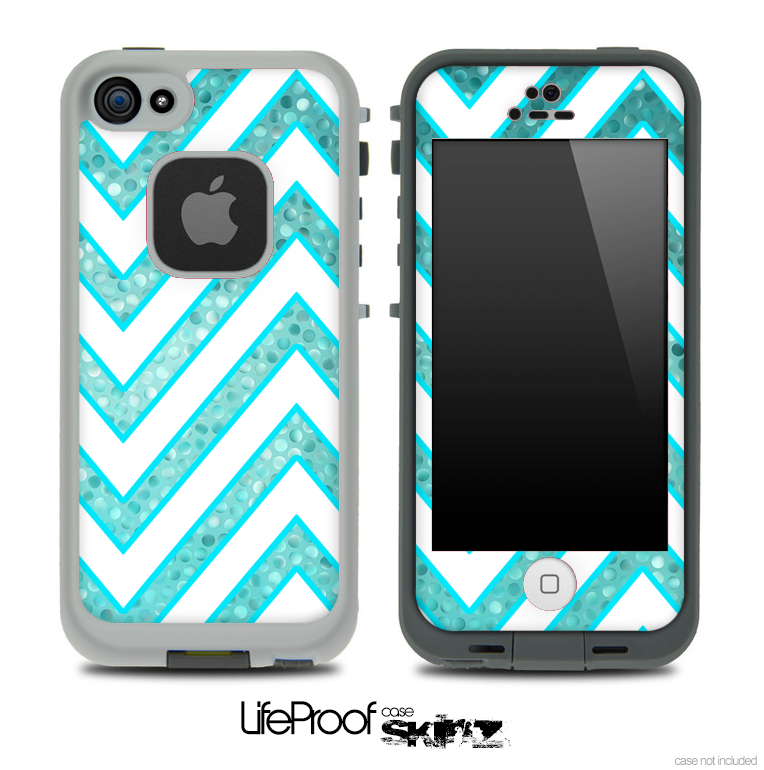 Large Chevron and Blue Tiled V2 Skin for the iPhone 5 or 4/4s LifeProof Case