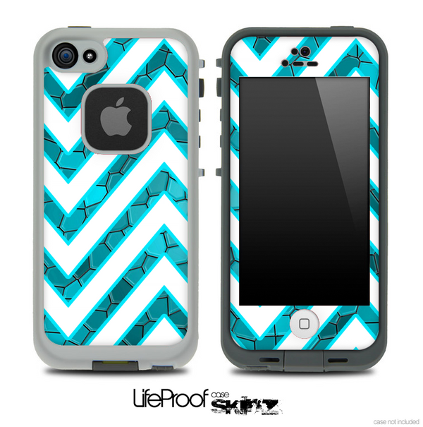 Large Chevron and Blue Tiled V1 Skin for the iPhone 5 or 4/4s LifeProof Case