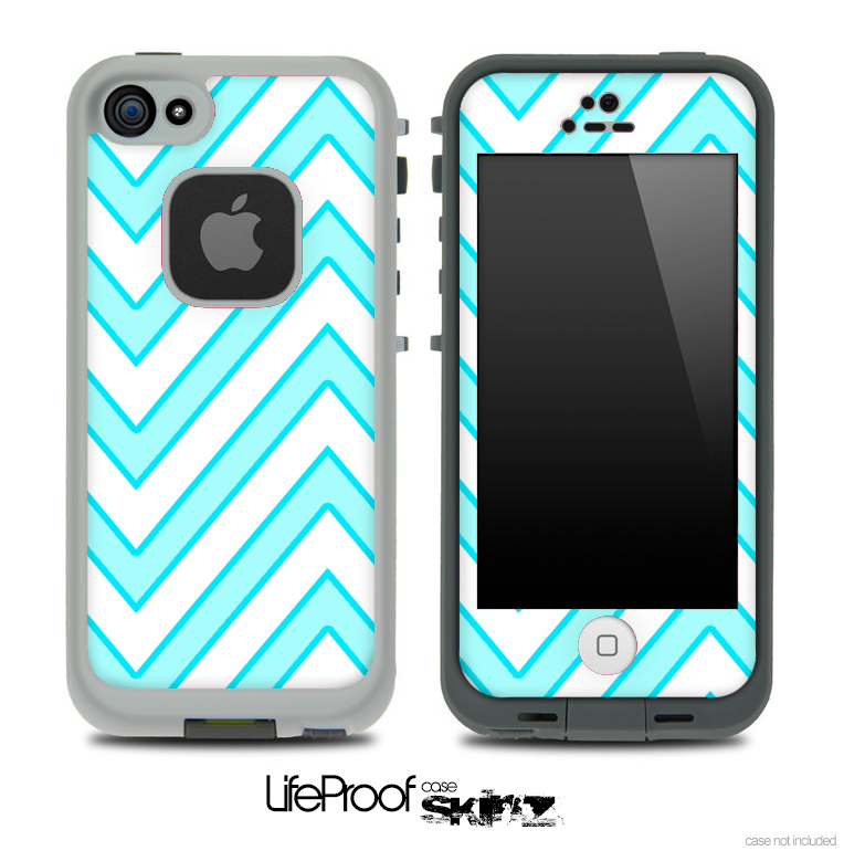 Large Chevron and Solid Blue V1 Skin for the iPhone 5 or 4/4s LifeProof Case