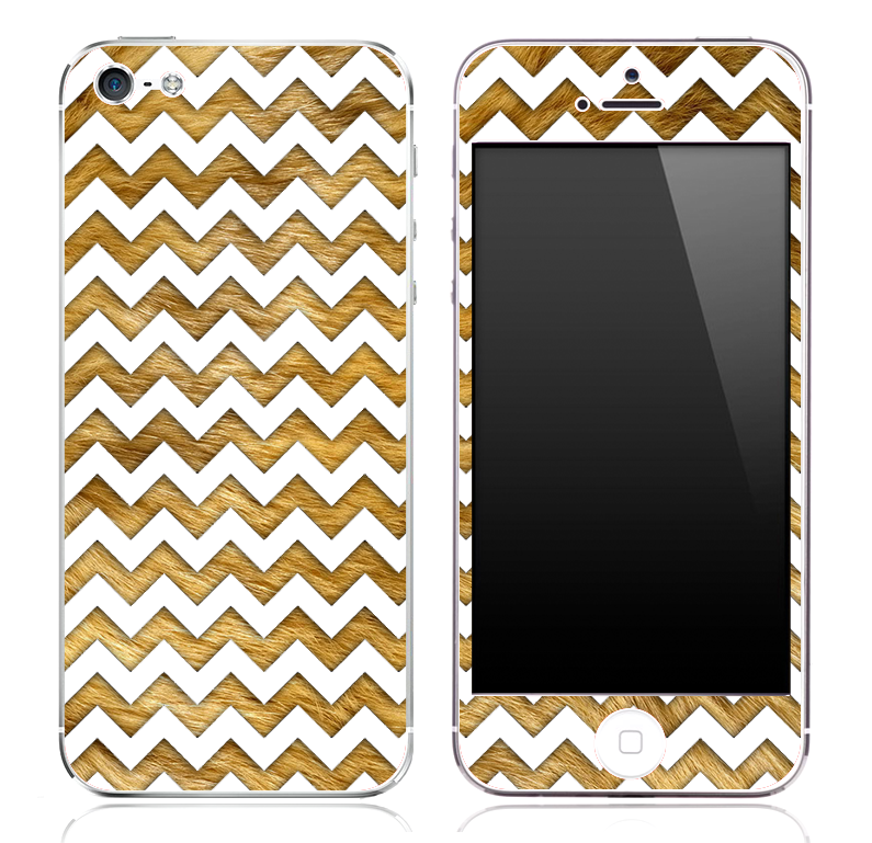 Furry Animal under White Chevron Pattern Skin for the iPhone 3, 4/4s or 5