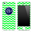 Lime Green Custom Monogram Chevron Pattern Skin for the iPhone 3, 4/4s or 5