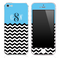 Blue Black and White Chevron Pattern Custom Monogram Skin for the iPhone 3, 4/4s or 5