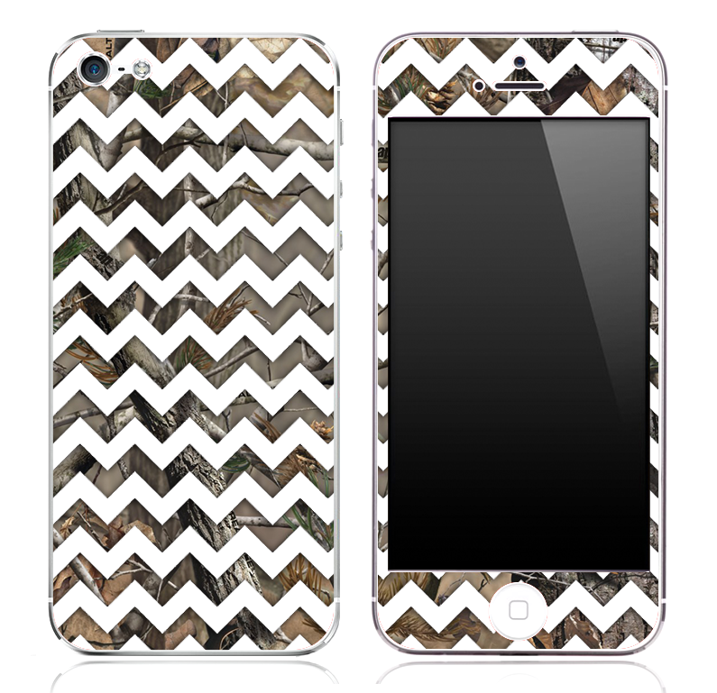 Real Camo under White Chevron Pattern Skin for the iPhone 3, 4/4s or 5