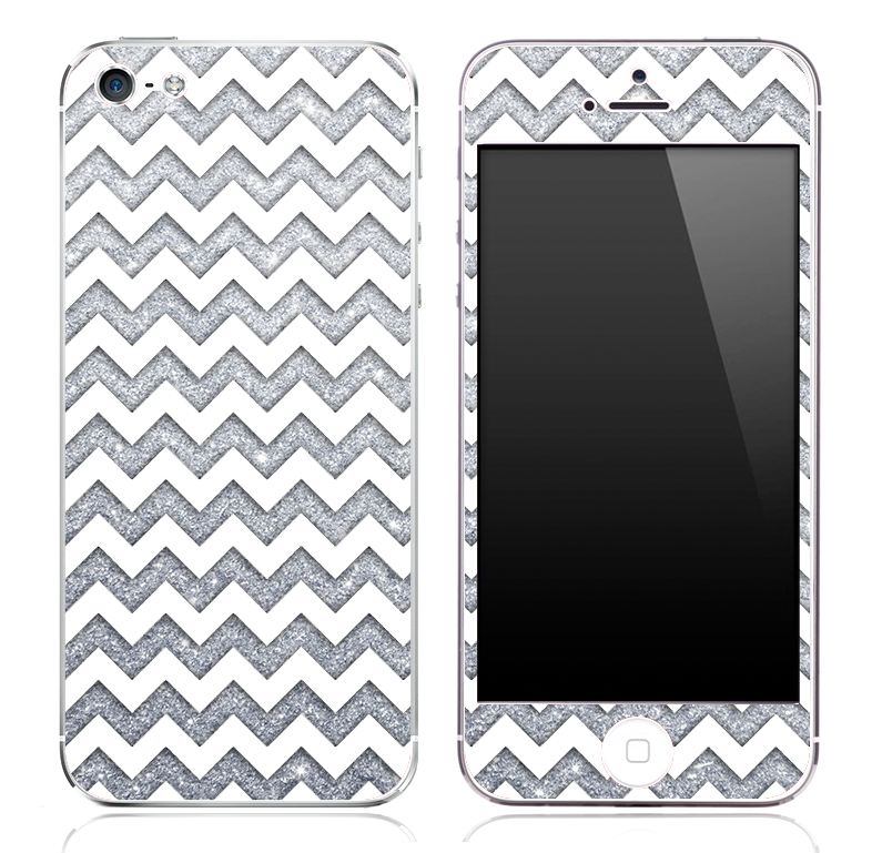 Silver Print under White Chevron Pattern Skin for the iPhone 3, 4/4s or 5