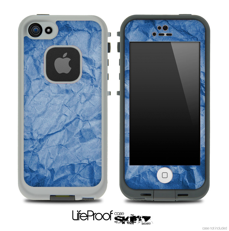 Crumpled Blue Paper Skin for the iPhone 5 or 4/4s LifeProof Case