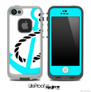 Aqua Blue Anchor on White Skin for the iPhone 5 or 4/4s LifeProof Case