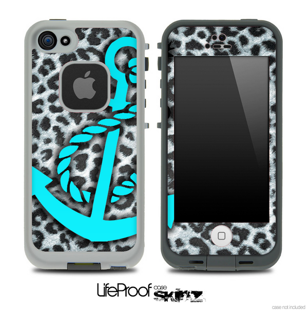 Real Leopard Turquoise Anchor Skin for the iPhone 5 or 4/4s LifeProof Case