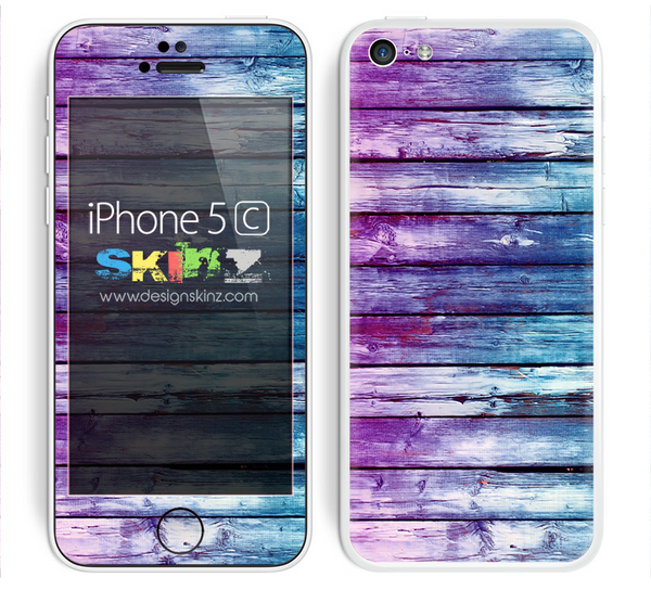 Pink and Blue Dyed Wood Skin For The iPhone 5c